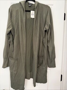 BYdesign Olive Open-Front Hooded Cardigan